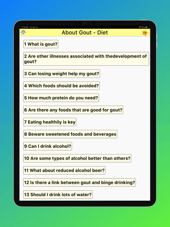 Zrzuty ekranu Gout Diet - Acid Uric Table iPad 