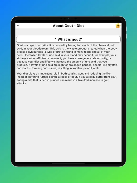 Zrzuty ekranu Gout Diet - Acid Uric Table iPad 