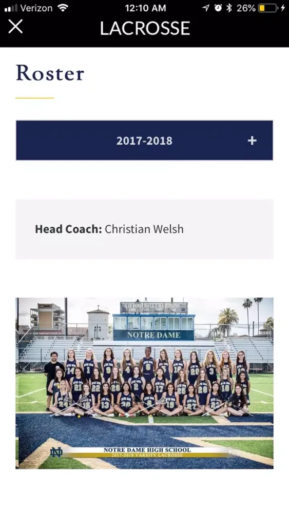 Tangkapan skrin NDHS Athletics