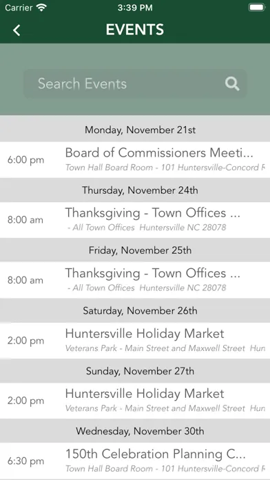 Capturas de tela do Town of Huntersville, NC