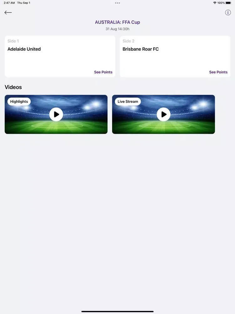 تصاویر Football Live & Highlights iPad 