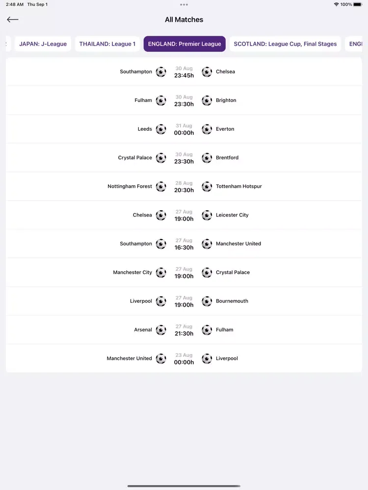 تصاویر Football Live & Highlights iPad 