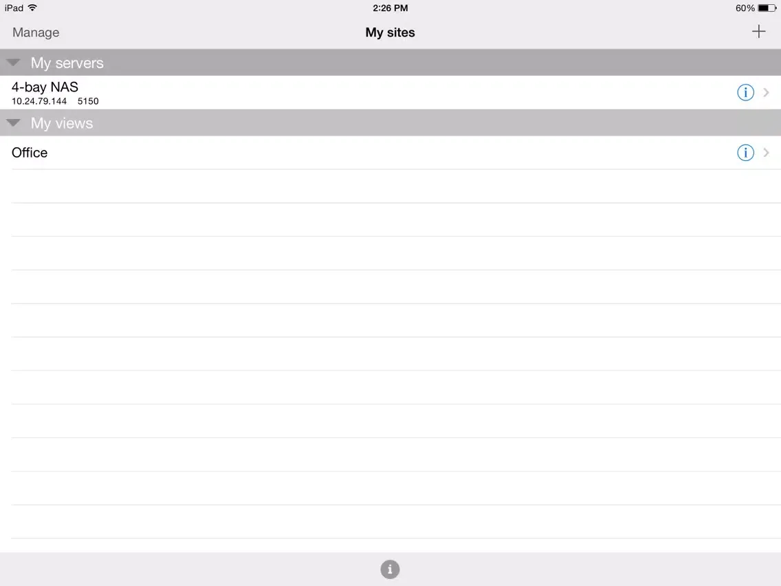 Screenshot di Seagate Surveillance Manager iPad 