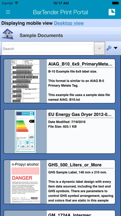 Capturas de pantalla de BarTender Print Portal App
