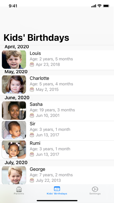 Captures d'écran de Kids Birthdays