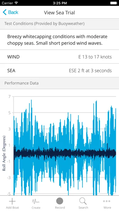 Ảnh chụp màn hình của Seakeeper Sea Trial App
