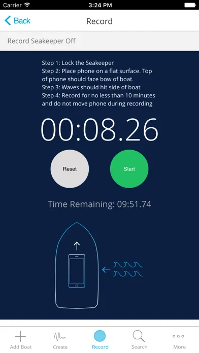 Ảnh chụp màn hình của Seakeeper Sea Trial App