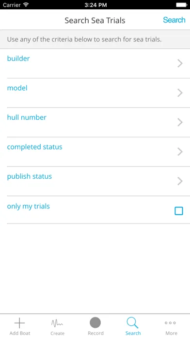 Ảnh chụp màn hình của Seakeeper Sea Trial App