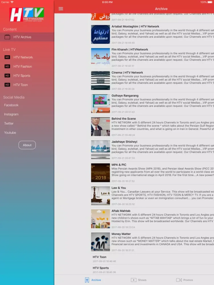 Ảnh chụp màn hình của HTV iPad 