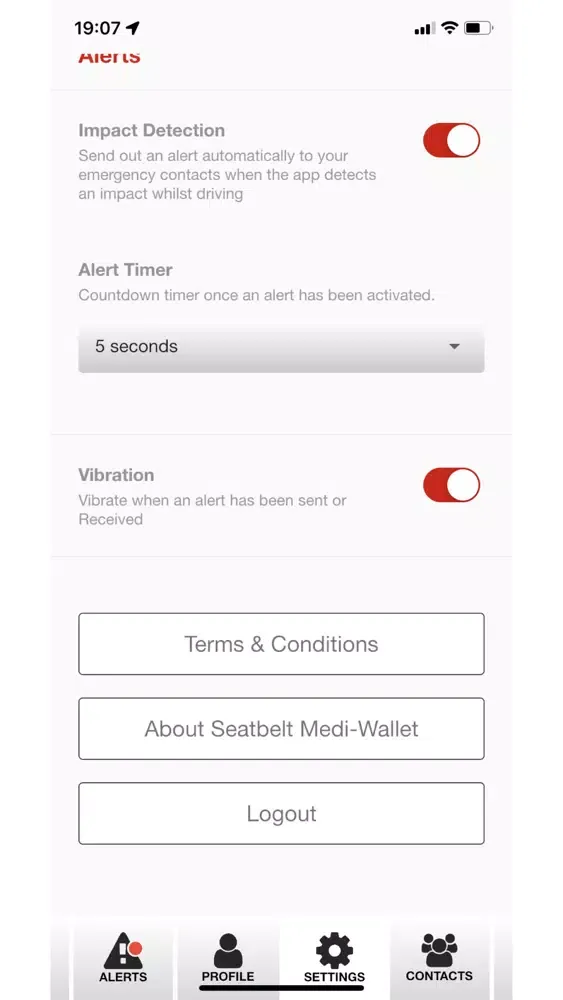 Seatbelt Medi-Wallet 스크린샷