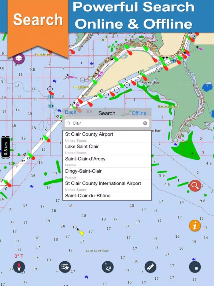 Lake St. Clair offline nautical chart for boaters iPad 应用截图