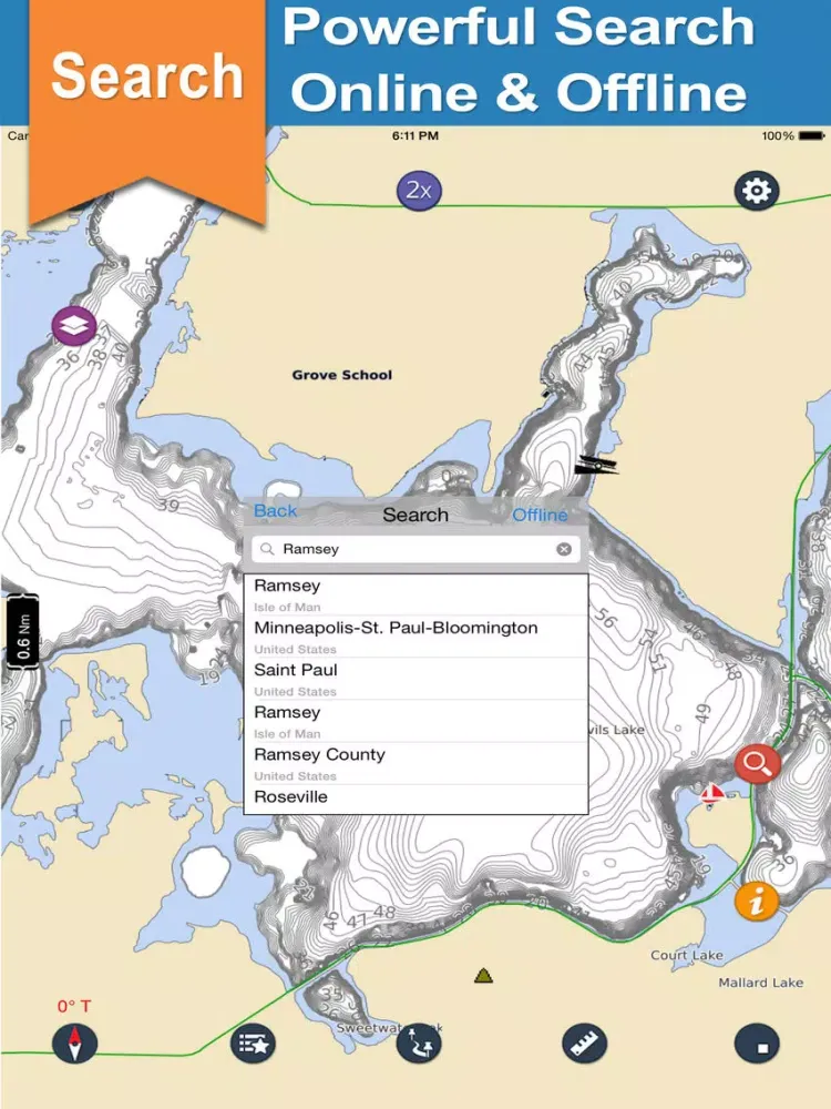 North Dakota offline nautical charts for boating iPad  Screenshots