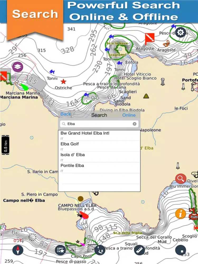 Zrzuty ekranu Elba Islands offline nautical charts for fishing iPad 