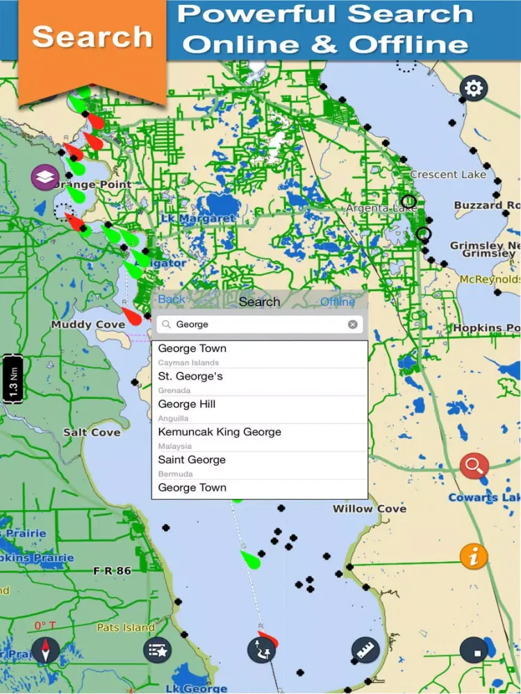 George - Ocala offline chart for lake & park trail iPad 应用截图