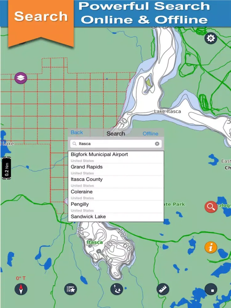 Itasca offline GPS chart for lake and park trails iPad  Screenshots