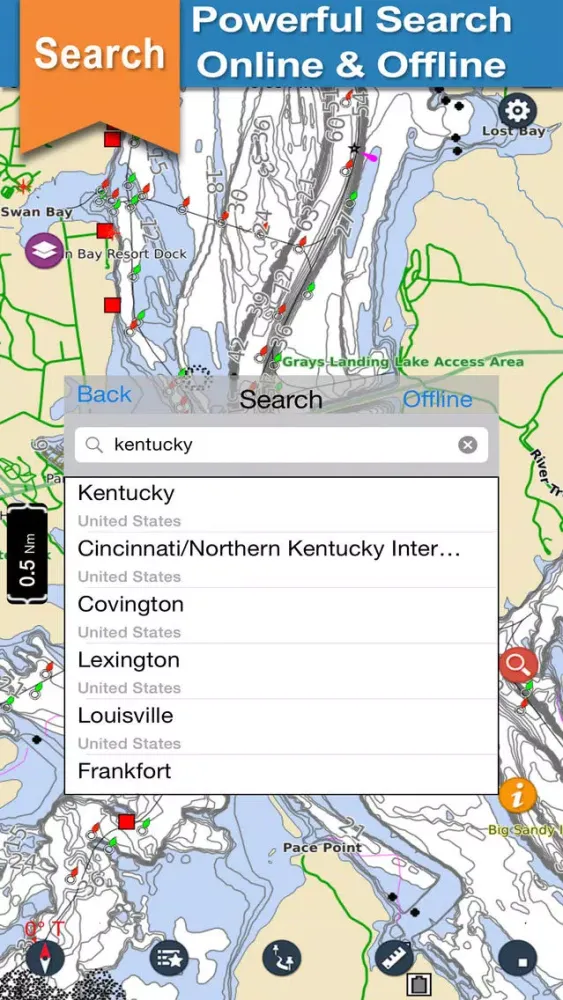 Capturas de tela do Kentucky & Barkley offline lake and park trails
