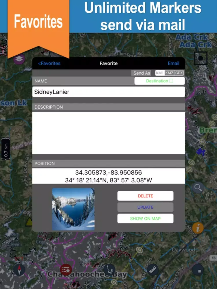 Lake Sidney Lanier gps offline chart for boaters iPad  Screenshots