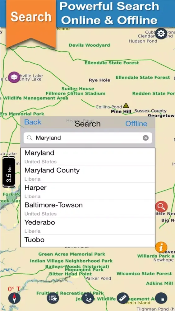 Zrzuty ekranu Boating Maryland Offline Chart
