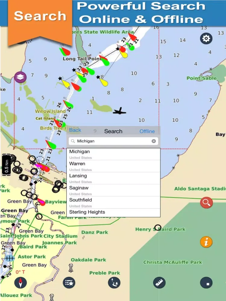 Michigan Lake offline nautical chart for boaters iPad  Screenshots