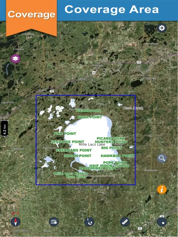 Capturas de tela do Mille Lacs offline GPS chart for lake & park trail iPad 