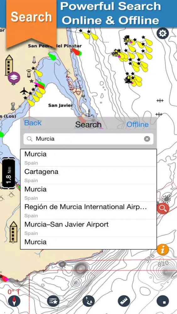 Ảnh chụp màn hình của Marine Murcia Boating Charts
