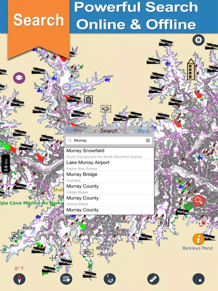 Murray Lake GPS offline nautical chart for boaters iPad  Screenshots