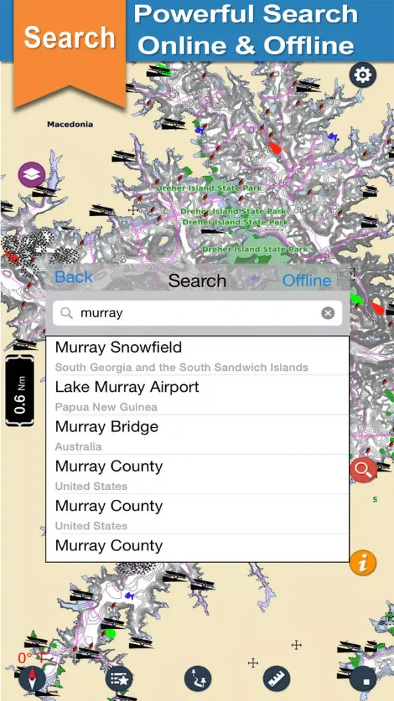 Murray Lake GPS offline nautical chart for boaters Screenshots