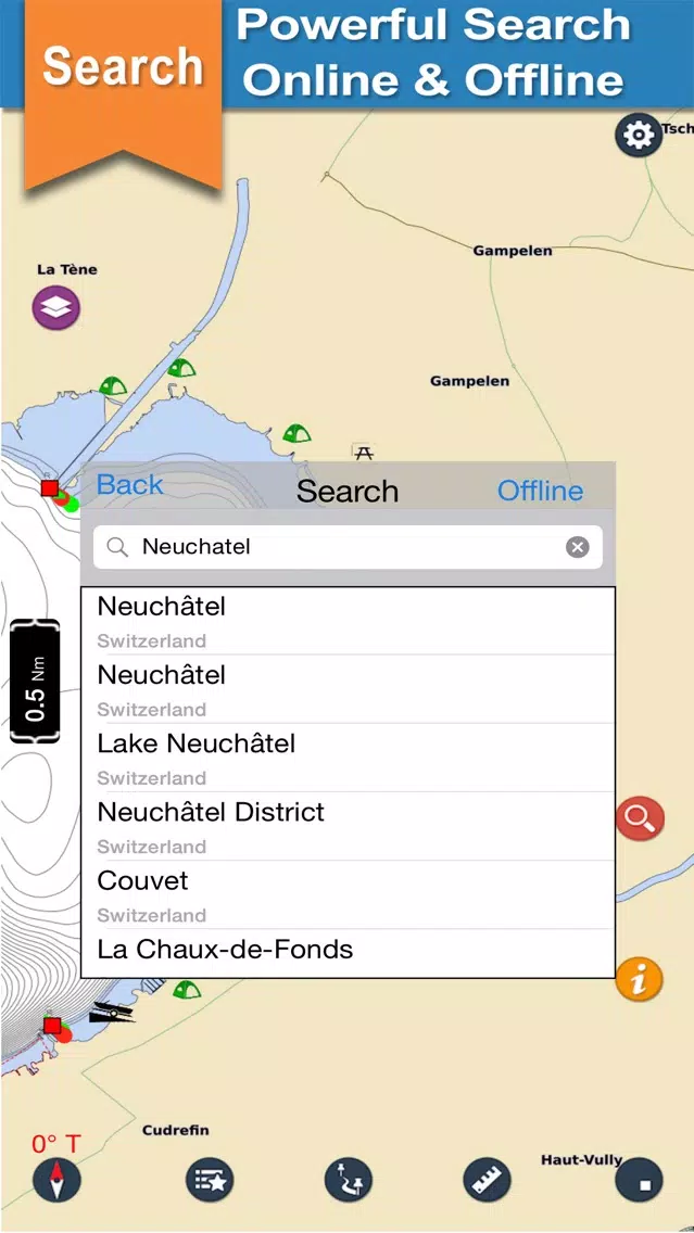 Neuchatel & Morat Lake offline nautical sail chart سکرین شاٹس