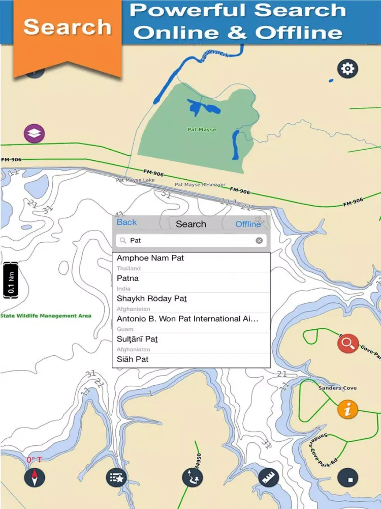 Pat Mayse GPS offline chart for lake & park trails iPad  স্ক্রিনশট
