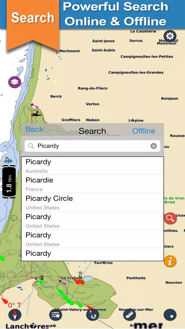 ภาพหน้าจอของ Boating Picardy Nautical Chart