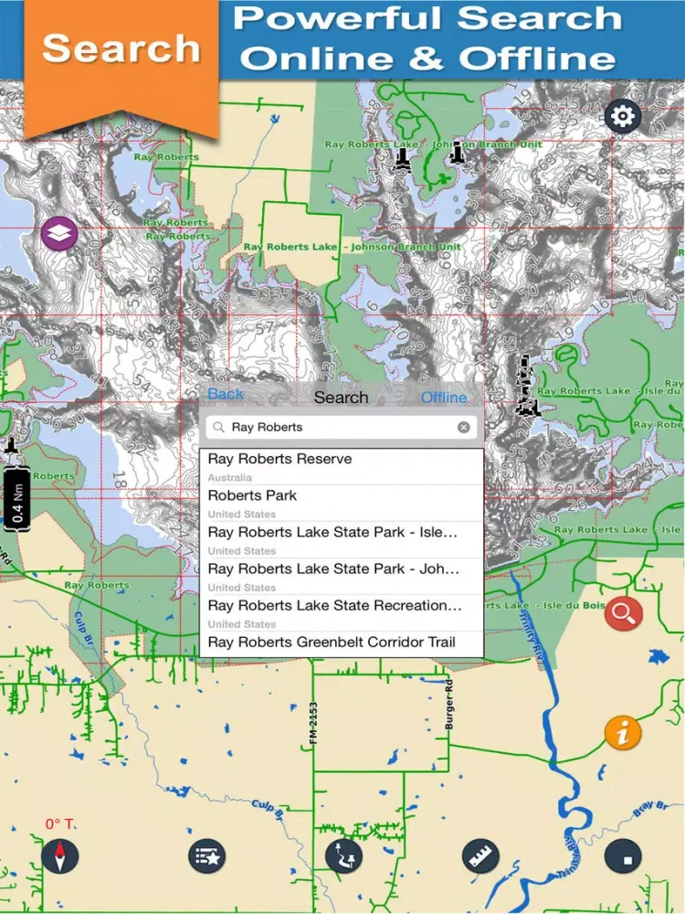 Capturas de tela do Ray Roberts offline chart for lake and park trails iPad 