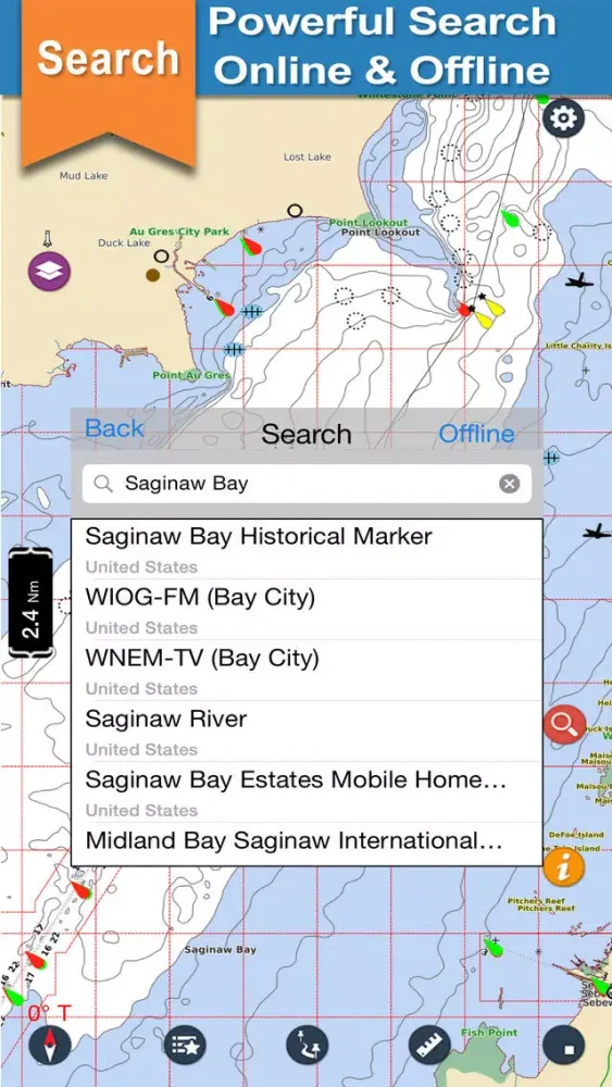 Capturas de pantalla de Saginaw Bay GPS offline nautical chart for boaters