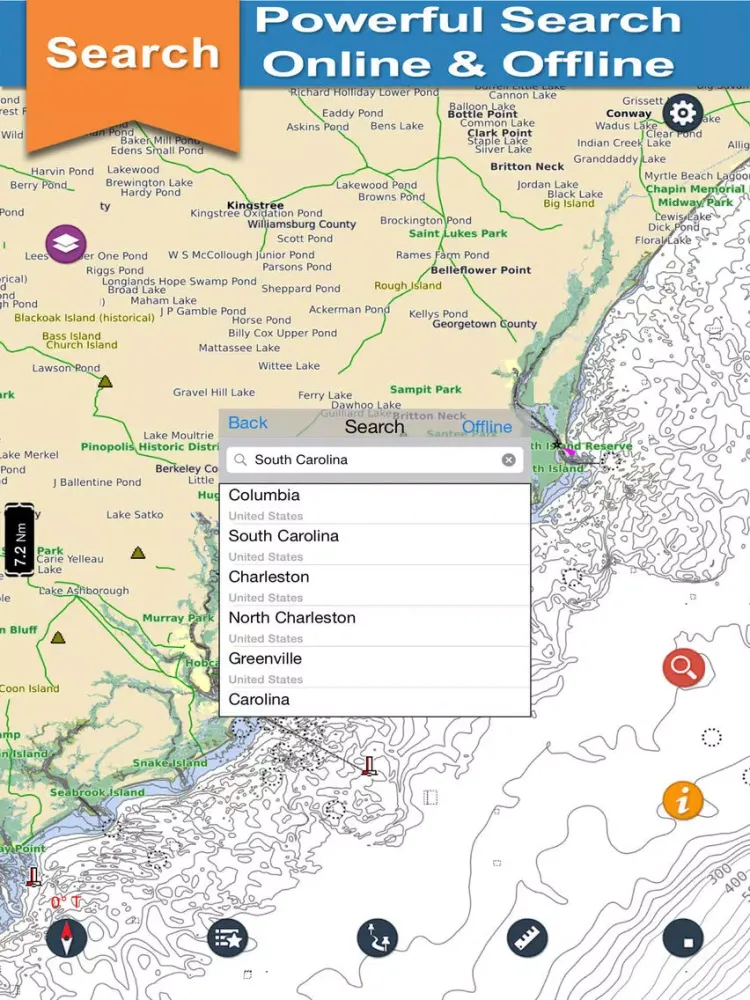 ภาพหน้าจอของ South Carolina Nautical Charts iPad 