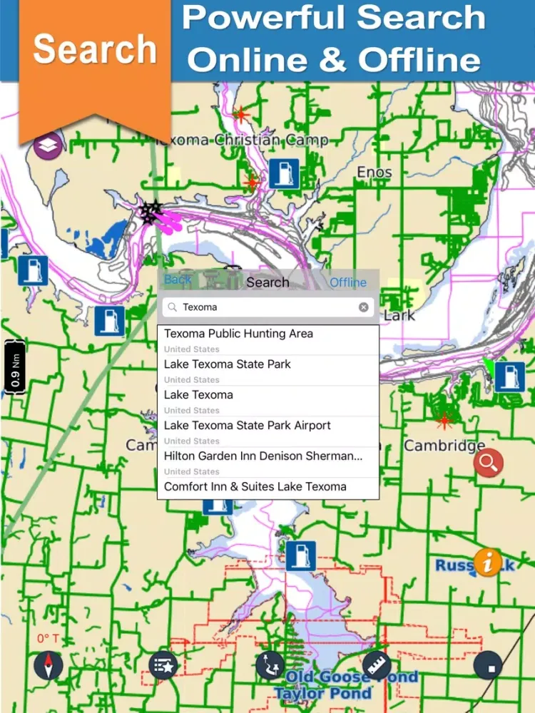 Capturas de tela do Lake Texoma gps offline nautical chart for boaters iPad 