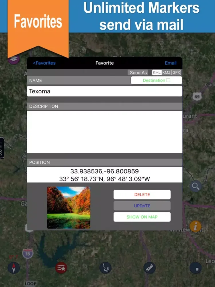 Capturas de tela do Lake Texoma gps offline nautical chart for boaters iPad 