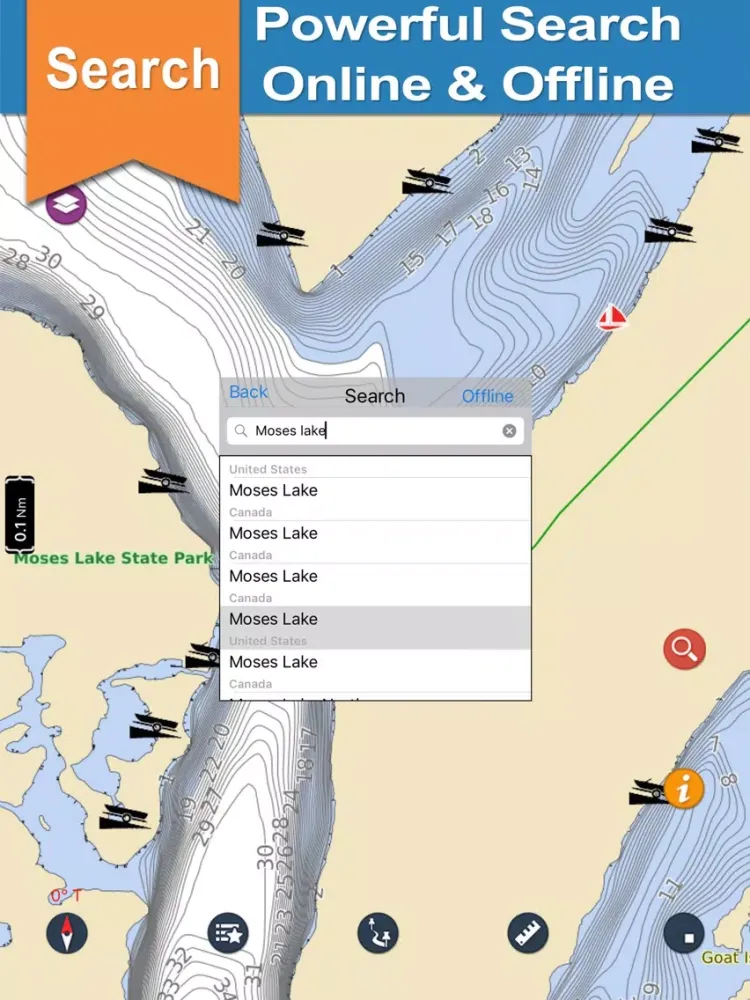 ภาพหน้าจอของ Washington Lakes gps offline nautical chart iPad 