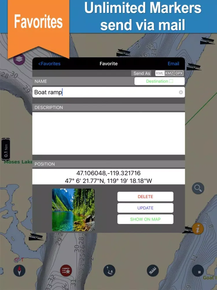 ภาพหน้าจอของ Washington Lakes gps offline nautical chart iPad 