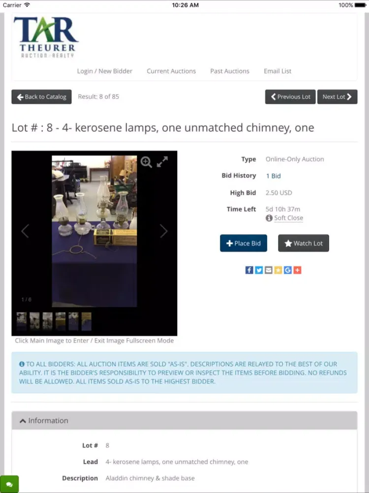 Theurer Auctions iPad 应用截图