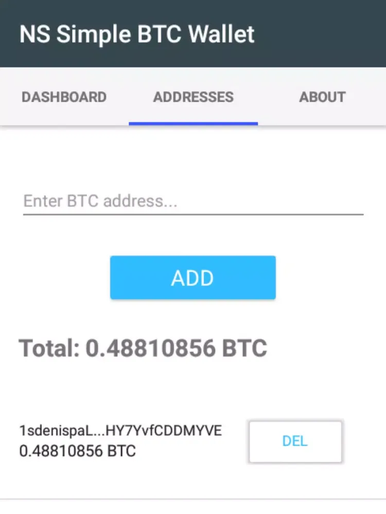 NS Simple BTC Wallet iPad  স্ক্রিনশট