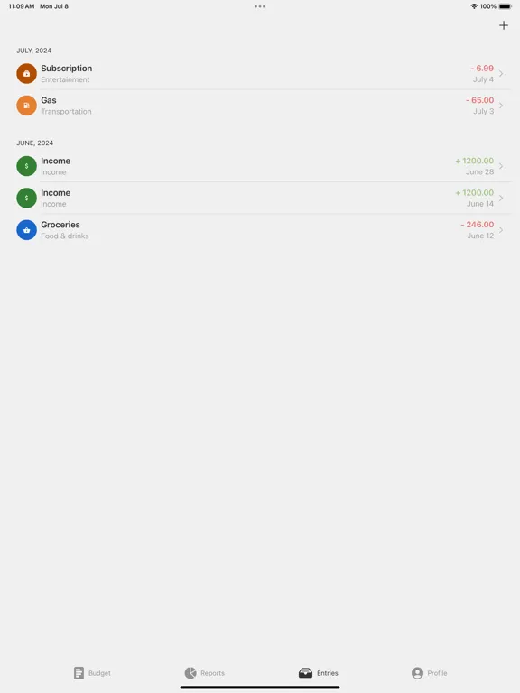 Capturas de tela do Wise budget iPad 