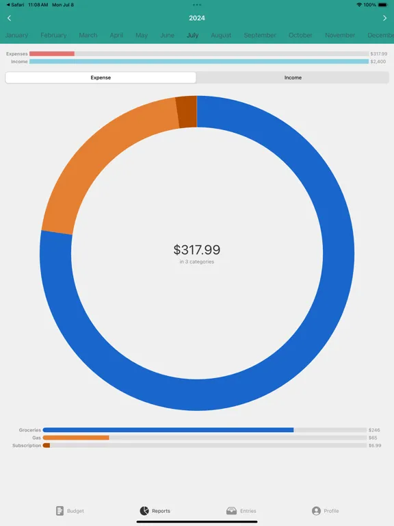 Capturas de tela do Wise budget iPad 