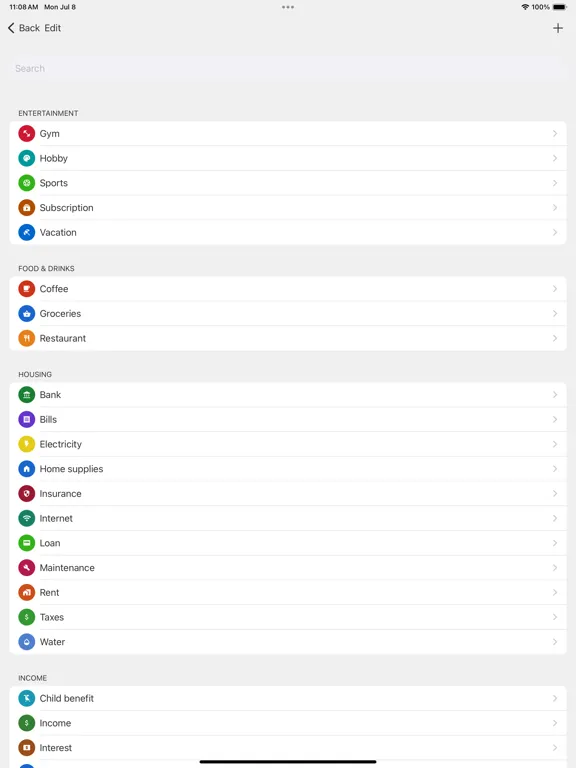 Capturas de tela do Wise budget iPad 