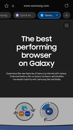 Capturas de tela do Samsung Internet Browser