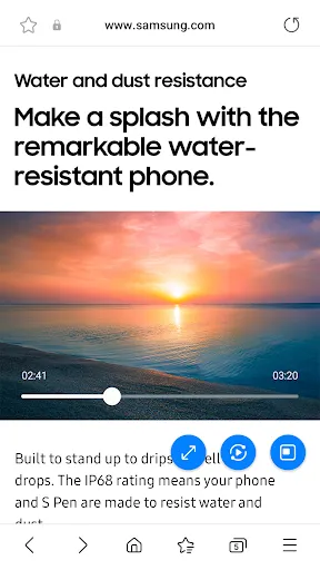 Capturas de tela do Samsung Internet Browser