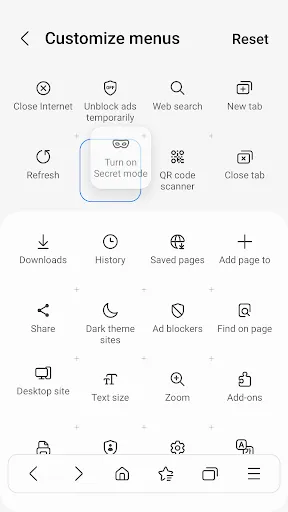 Captures d'écran de Samsung Internet Browser Beta