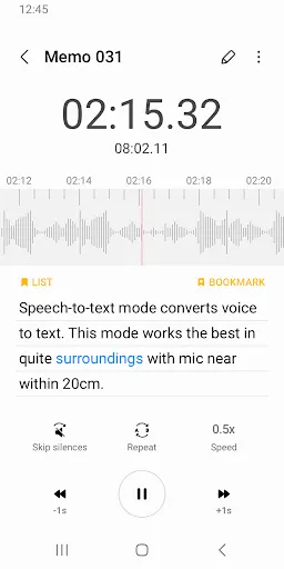 Capturas de pantalla de Samsung Voice Recorder
