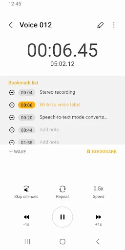 Capturas de pantalla de Samsung Voice Recorder