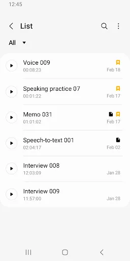 Capturas de pantalla de Samsung Voice Recorder