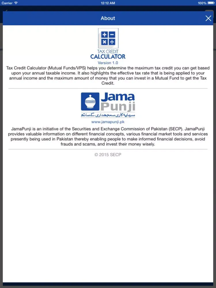 Tax Credit Calculator (Mutual Funds/VPS) - Jamapunji iPad  স্ক্রিনশট