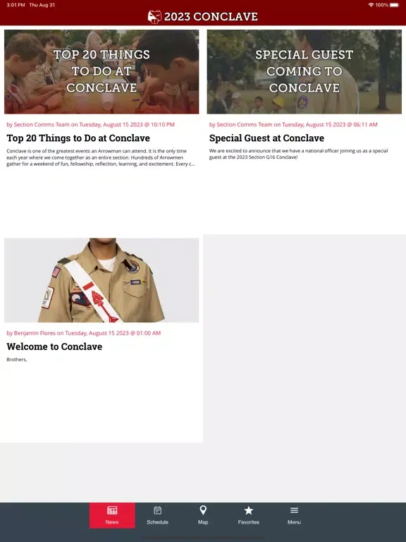 Tangkapan layar Section G16 Conclave iPad 